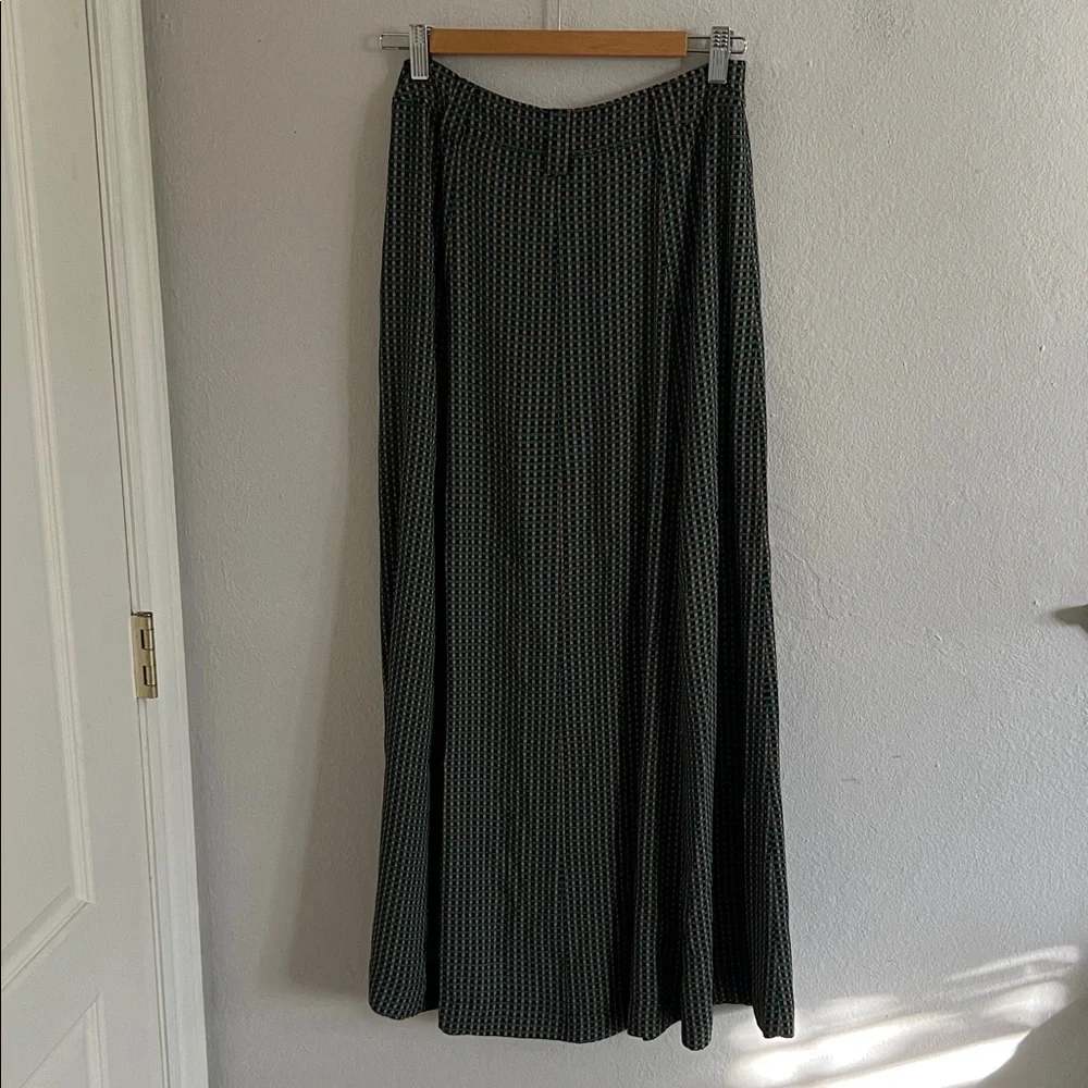 Ganni Black Green Check Button-Front Maxi Skirt size 36 - Picture 5 of 9
